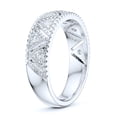 thumbnail image 4 of 5.5mm Wide Sterling Silver Vintage Milgrain Simulated Round Brilliant Cut Diamonds Unisex Wedding Ring (5), 4 of 6
