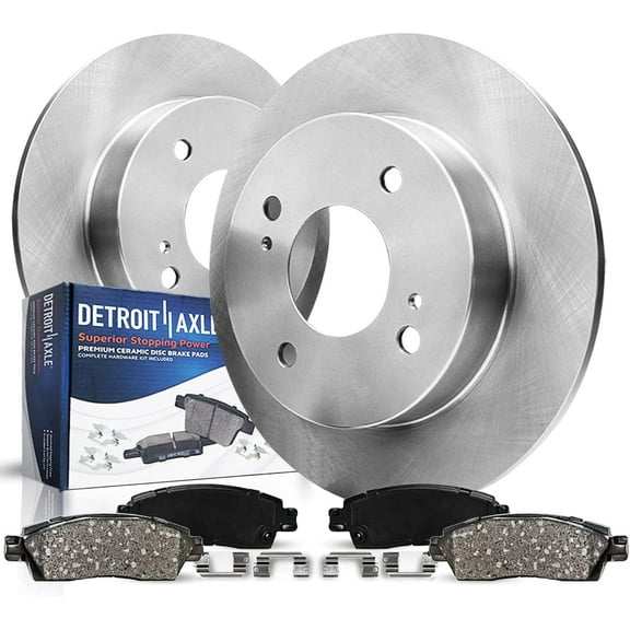 Detroit Axle - Rear Brake Kit for Fiat 2012-2019 500, 9.45" inch Disc Brake Rotors Ceramic Brake Pads with Hardware 2013 2014 2015 2016 2017 2018 Replacement