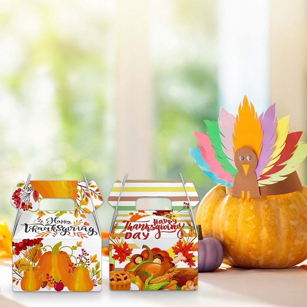 36 Pack Fall Party Favor Boxes - Pumpkin & Maple Leaf Paper Treat Boxes For Halloween, Thanksgiving, Autumn Parties