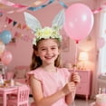thumbnail image 2 of CoreLiving Sparkly Glitter Rabbit Ears Hairband with Multicolor Ribbon Non Slip Headbands for Women Easter Day Party Bunny Style Supplies, 2 of 7