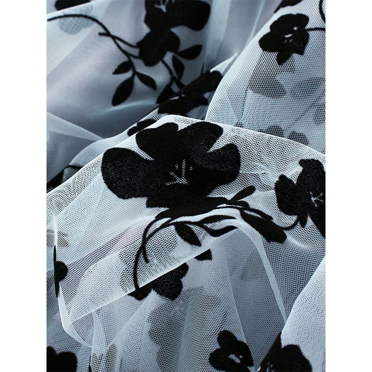 Fashion Women Skirt Floral Mesh Skirt Spring Elastic High Waist Flower  Print Overlay Layered A Line Midi Skirt Female Streetwear 