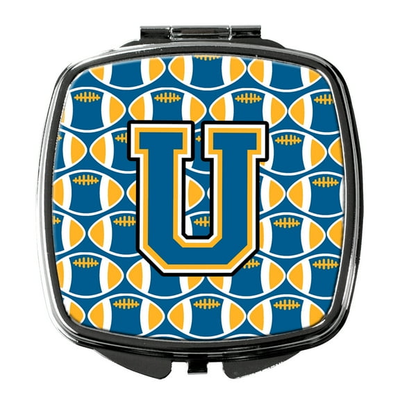 Letter U Football Blue and Gold Compact Mirror CJ1077-USCM