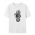 thumbnail image 5 of T Shirts for Women Short Sleeve Cotton Crewneck T-Shirt, Hand Snake Retro Streetwear Tee Tops Casual Basic T-Shirts, XS-5XL White 3XL, 5 of 7