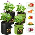 thumbnail image 2 of Oyajia 7 Gallon+ 10 GallonGrow Bags with Flap Handle and Harvest Window, Non-Woven Planter Pot Plant Garden Bags to Grow Vegetables, 4 Pack,Black, 2 of 10