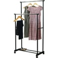 thumbnail image 4 of Simple Houseware Clothing Rack Double Rod Portable Hanging Garment Rack, Black, 4 of 5