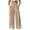 Khaki, variant on Ozmmyan Wide Leg Pants for Womens High Elastic Waisted Pants for Womens Ruched Button Front Casual Winter Trousers with Side Pockets Solid Color