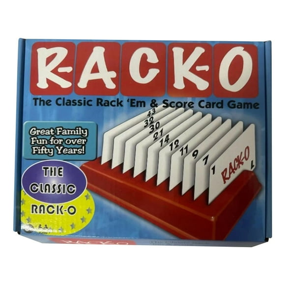 The Classic Rack-O Card Game, Retro Family Game Night Entertainment, Easy to Learn, Includes 60 Cards & 4 Racks, Great for All Ages