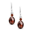 thumbnail image 2 of Gem Stone King 10K White Gold Red Garnet and Red Garnet Dangle Earrings for Women (2.98 Cttw, Gemstone Birthstone, Oval 8x6mm), 2 of 5