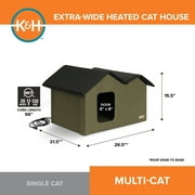 K&H Pet Products Heated Cat House for Outdoors Extra Wide Olive/Black 26.5 X 21.5 X 15.5 Inches