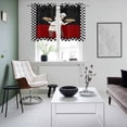 thumbnail image 4 of Chef Kitchen Curtains Small Short 39 Inch Length, Cartoon Cute Watercolor Cooking Red Black Grommet Top Bedroom Living Room Curtains, Light Filtering Cafe Curtain Drapes 2 Panels Set 55''x39'', 4 of 9