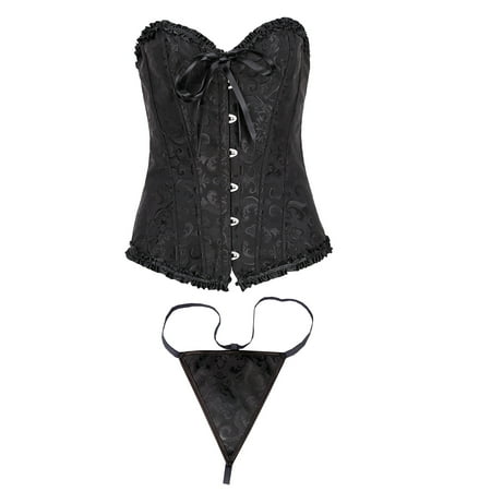 

Dqueduo Waist Trainer for Women Sexy Vintage Gothic Party Floral Lace Up Slim Corset Bustier Tube Top Shapewear for Women Tummy Control on Clearance