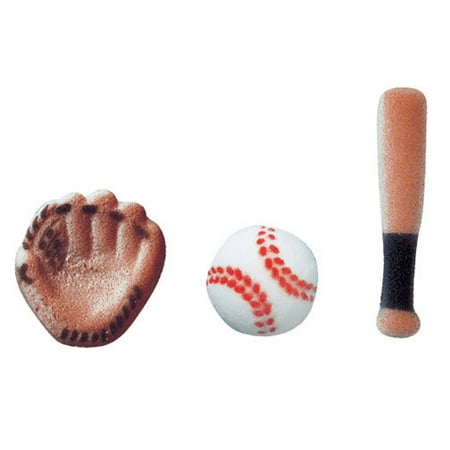 Baseball Assortment Bat Ball Mit Sugar Decorations Toppers Cupcake Cake Cookies Sports Birthday Favors Party 12 Count