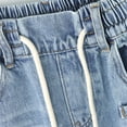 thumbnail image 6 of KIDSCOOL SPACE Little Girls Ripped Denim Pants, 5-14T Wide-leg Loose Elastic Waist with String Flared Jeans,Light Blue,5-6 Years, 6 of 8