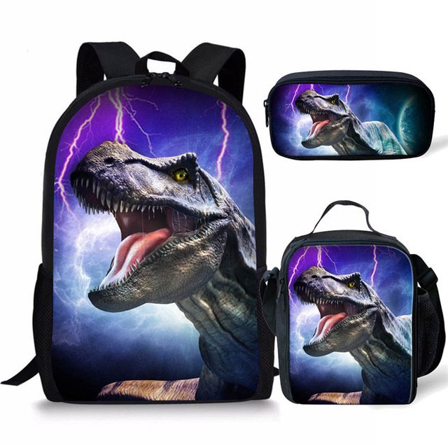 dinosaurio jurásico anime mochila infantil com lancheira 17in bolsa de estudiante bolsa de lápiz kit de mochila escolar temporada escolar
