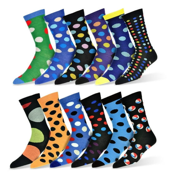 Robert Shweitzer Men's Fun Funky and Colorful Patterned Dress Socks with Cool and Crazy Designs -12 Pack