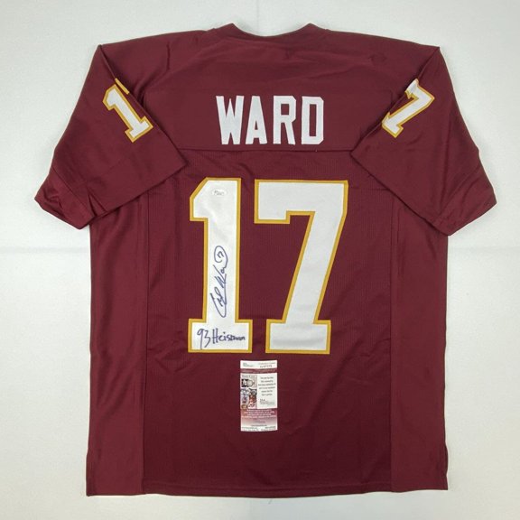 Autographed/Signed Charlie Ward 93 Heisman Florida State FSU Maroon College Football Jersey JSA COA