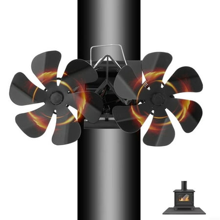 

Fireplace Fan Double Head 12 Blade Furnace Fan Wall Mounted Unpowered Operation