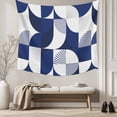 thumbnail image 5 of Navy Blue Geometric Tapestry for Bedroom Wall Hanging Tapestry, Middle Century Modern Abstract Art Ceiling Backdrop Tapestries Poster Blanket Wall Decor for Teens Room Living Room Dorm 55" x 73", 5 of 8