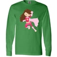thumbnail image 3 of Inktastic Superhero Girl, Brown Hair, Pink Costume Long Sleeve T-Shirt, 3 of 5