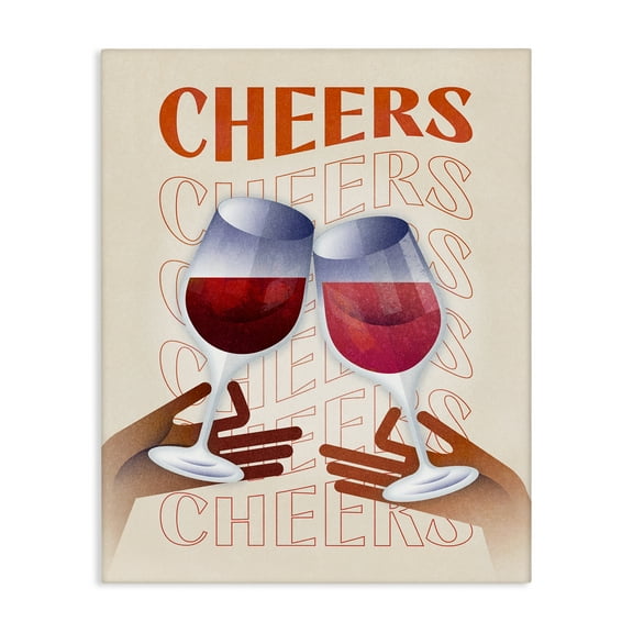 Stupell Industries Cheers Wine Glasses Food & Beverage Painting Wrapped Canvas Art Print Wall Art, 16 x 20