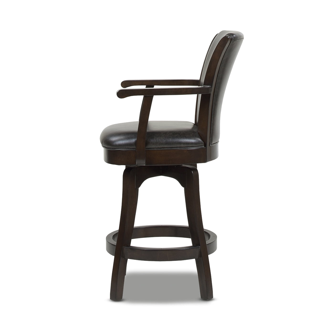 Williams 27" Swivel Counter Height Bar Stool Vintage Black Brown Faux Leather