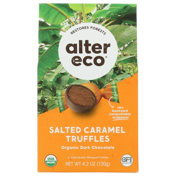 Pack of 8, Alter Eco Salted Caramel Dark Chocolate Truffles, 4.2 oz
