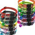 thumbnail image 1 of 12 Pcs Collier de Chat Échappée Réfléchissante avec Cloche Colorée pour Chaton Ou Chiot, 1 of 4