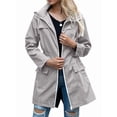 thumbnail image 2 of Chaqueta Impermeable Ligera para Mujer, con Capucha, Mangas Largas y Cremallera, para Actividades Al Aire Libre Gris S, 2 of 8