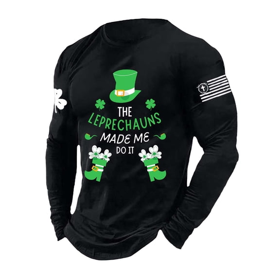 Long Sleeve Crewneck Sweatshirts for Men Lightweight Casual T-shirt Fashion St Patricks Day Tops