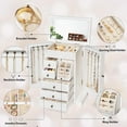 thumbnail image 3 of Jewelry Box for Women, 6 Layer Rustic Wooden Jewelry Boxes & Organizers with Mirror & Drawers for Rings Earrings Necklaces(White), 3 of 7