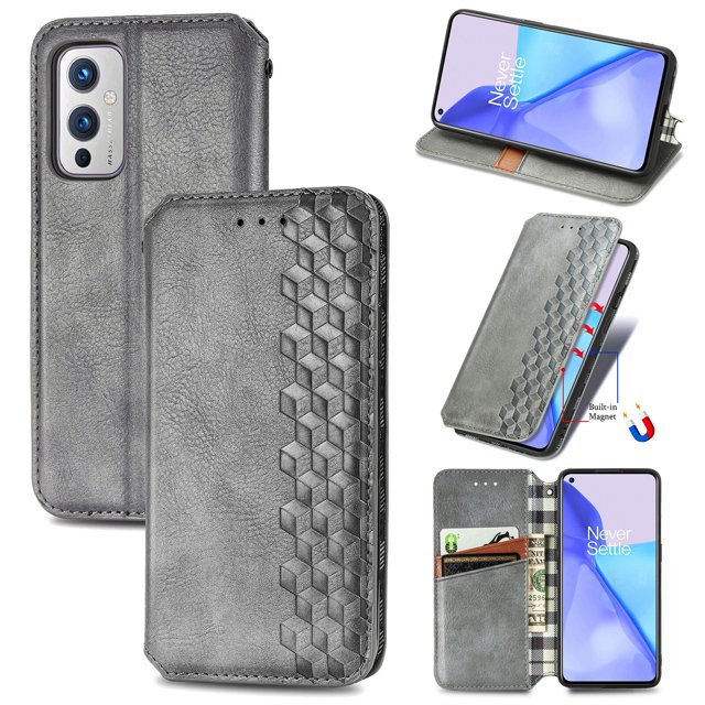 Case for OnePlus 9 Flip Cover Wallet Flip Cover Magnetic Protective - Grey