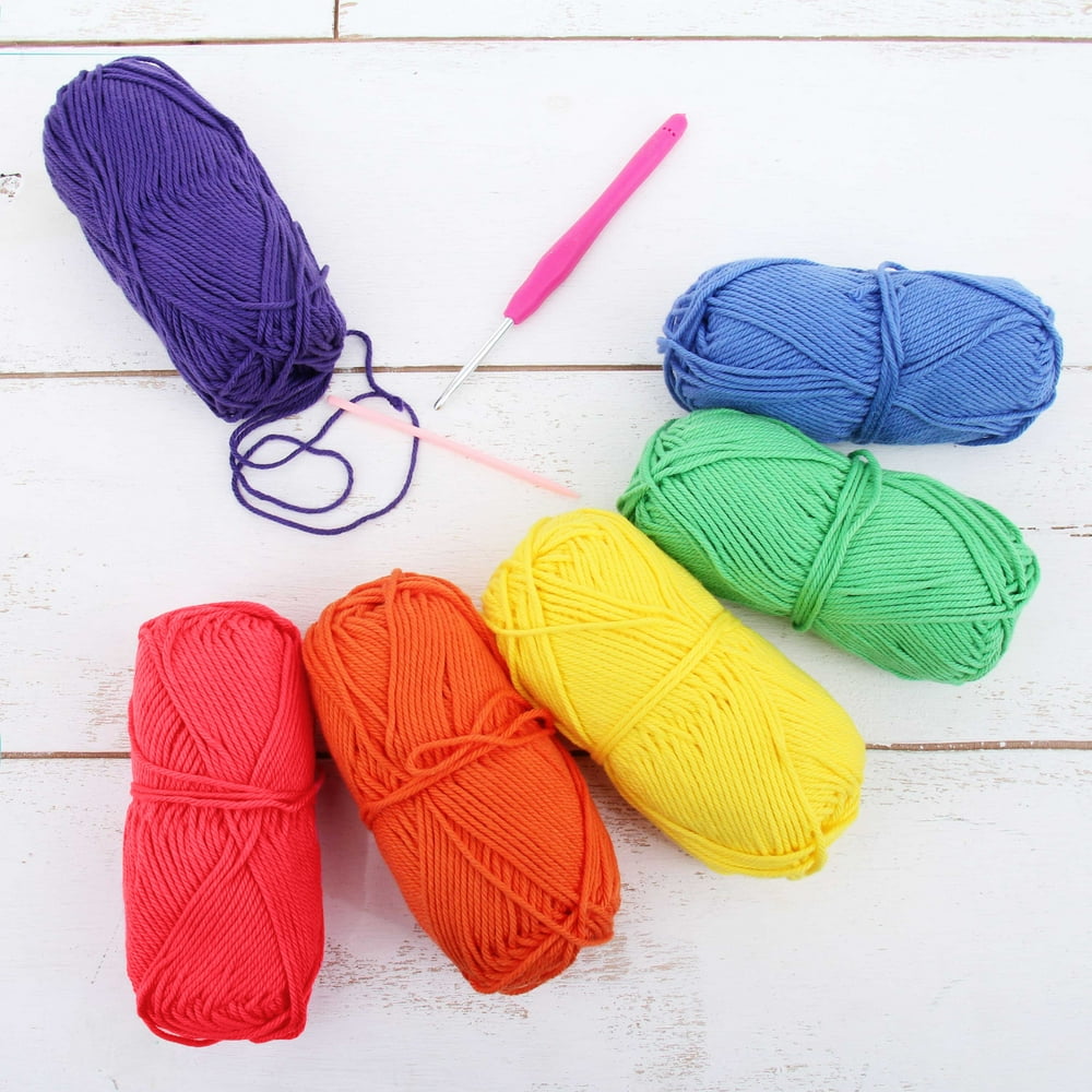 Threadart Crochet 100 Pure Cotton Yarn Set Bright Colors Pack of 6 Skeins Each 50 grams