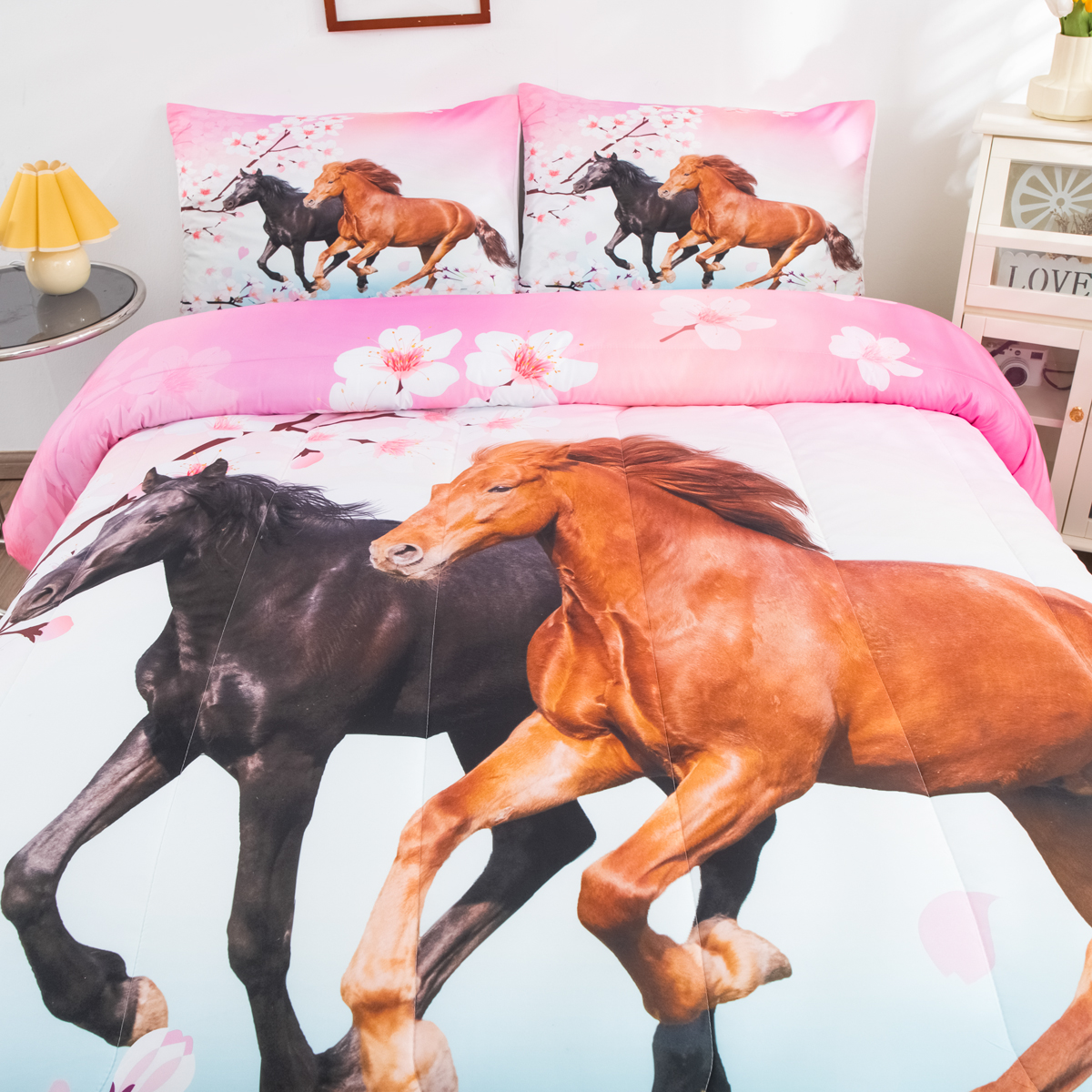 Kids Horse Bedding Set Chic Cherry Blossom Bedding Comforter