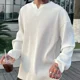 thumbnail image 2 of Tops lisos y holgados para hombre, ropa unicolor, talla grande, camisetas para hombre, cuello en V, talla grande, estilo Harajuku, moda, manga larga, Y2k, alta calidad, tallas S, 2 of 4