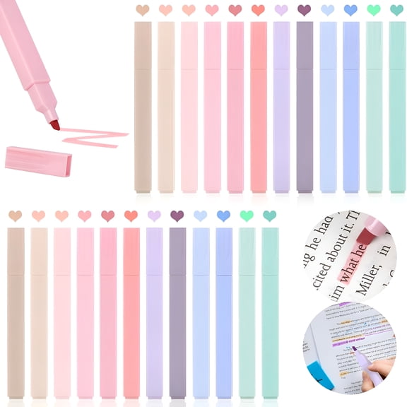 CCOCC 24pcs Bible Highlighters,No Bleed Pastel Set,Cute Bible Highlighters (12 Color)