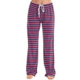 thumbnail image 2 of DENGDENG Women's Plus Size Pajamas Fall Striped Pajama Pants Cute Sleepwear Wide Leg Lounge Pjs Plaid Matching Family Christmas Baggy Lightweight Palazzo Pants Purple Pink S, 2 of 6