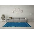 thumbnail image 3 of Ahgly Company Machine Washable Indoor Rectangle Abstract Turquoise Blue Modern Area Rugs, 2' x 5', 3 of 4