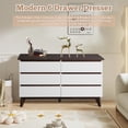 thumbnail image 6 of Vastcury 6-Drawer Double Dresser for Bedroom, Mid Century Modern Dresser, Wood Storage Chest of Drawers for Living Room, White, 6 of 13
