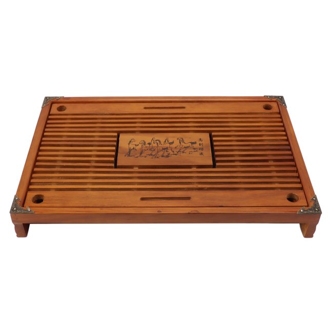 Simple Tea Tray, Chinese Oak And Plastic Material Gongfu Tea Table Set Lifelike Wooden Tea Tray Easy To Use Chinese Tea Plate Durable Water Storage Type Teaboard