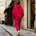 thumbnail image 5 of Dwelliawo Men's Tracksuits 2 Piece Set Heavyweight Solid Color Casual Pullover Hoodies Joggers Running Pants Set Fleece Winter Suit with Pockets Red XL, 5 of 6