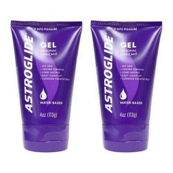 2 Pack - Astroglide Water-Based Personal Lubricant Gel Easy Cleanup, 4 oz Each