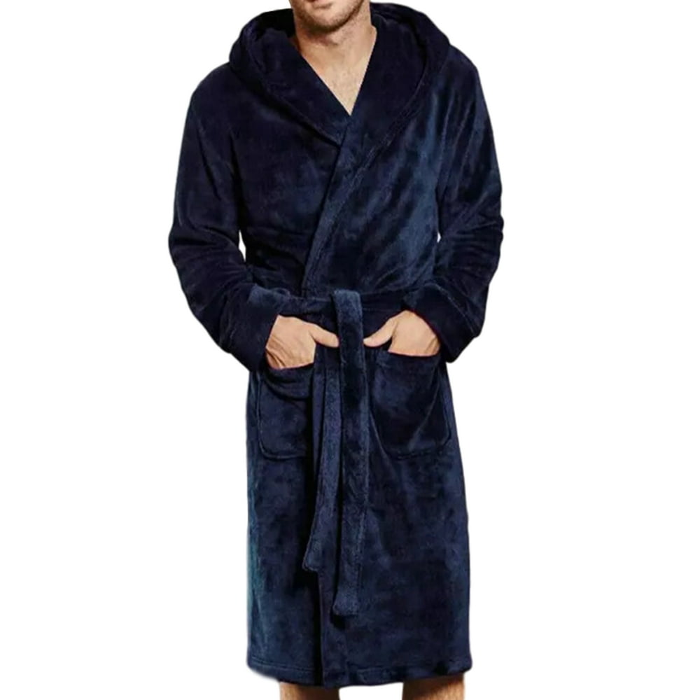 Springcmy Springcmy Men's Fleece Robe Ultra Soft Long Shawl Collar