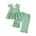 thumbnail image 5 of Amidoa Girls 2 Piece Outfits Summer Clothes Cotton Tank Top Solid Color T-Shirt and Casual Shorts Kids Clothing Sets,Green Size 18, 5 of 5