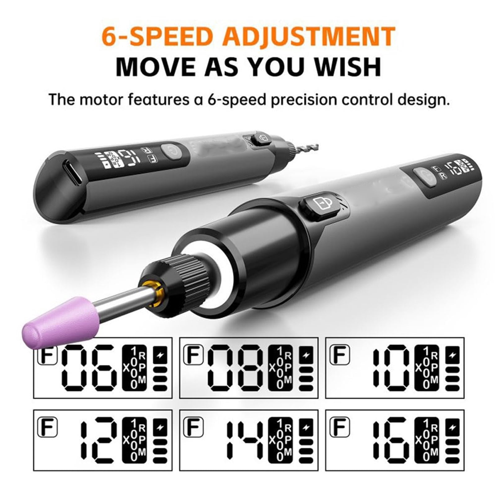 6-Speed Engraving Pen for Metal Wood Glass Plastic Leather & All Materials,USB Rechargeable Cordless Engraver Tool, Handheld Engraving Machine for DIY, Arts and Crafts, Gifts for Teen Boys