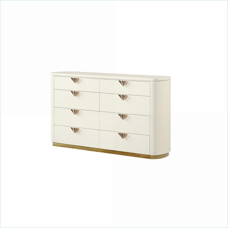 Dressers | La Pierre Modern 8-Drawer Wood Dresser with Gold Accents | Beige | Wood