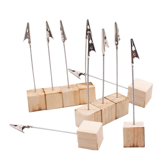 10pcs Wooden Base with Alligator Clip Paper Holder Stand