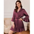 thumbnail image 2 of Ekouaer Silk Robes for Women White Ruffle Bridesmaid Sexy Robe for Wedding Day Bridal Robes Satin Bathrobe Soft Sleepwear, 2 of 5