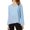 Blue, variant on Elegant Loose Fit Linen V-Neck Long Sleeve Blouse for Women Casual Comfortable Daily Wear Top