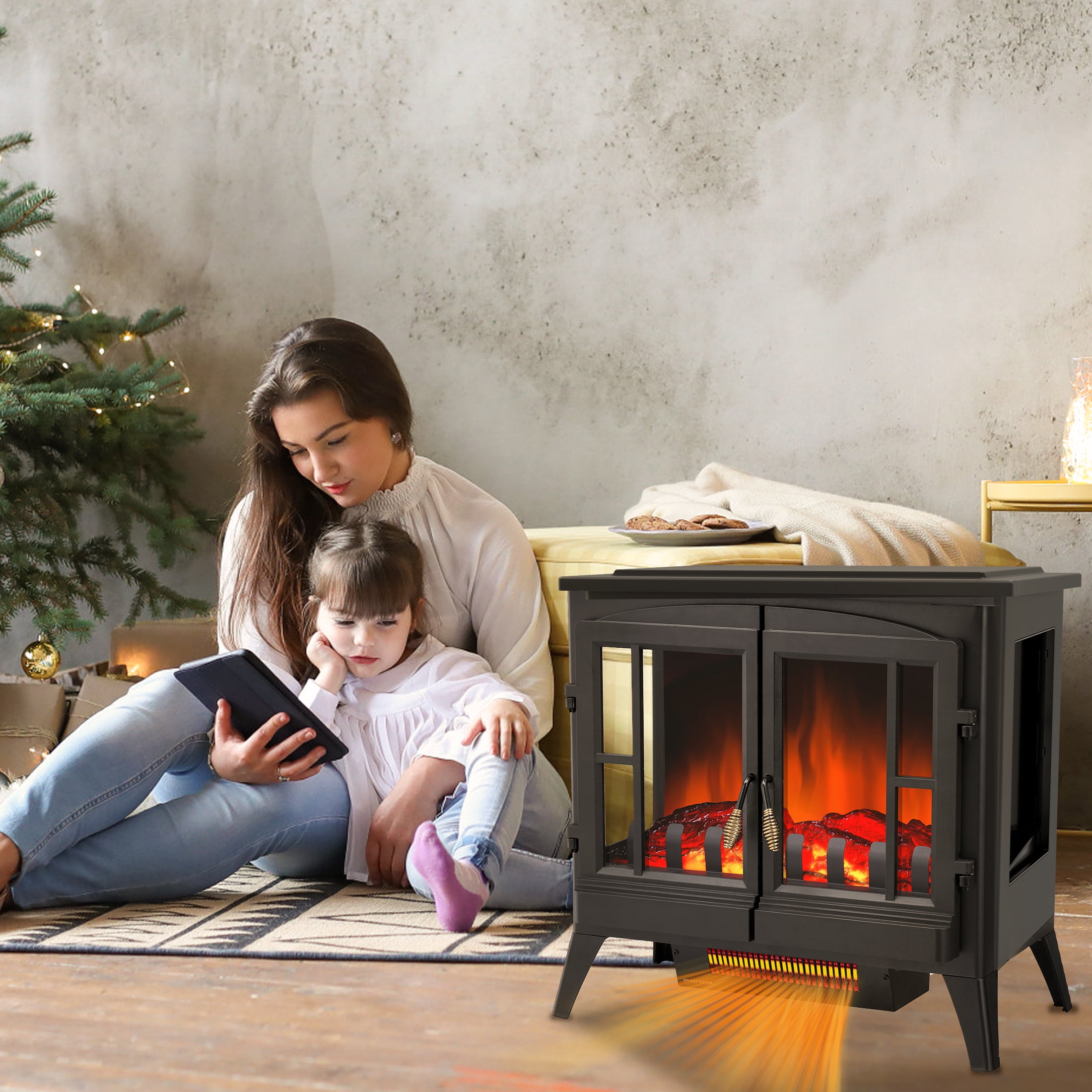 Auseo Electric Fireplace Infrared Stove Heater, 23 Freestanding Fireplace  Heater, 3D Realistic Flame Effects, Adjustable Brightness and Heating Mode,  Overheating Safe Design, 1000W/1500W, Black - Walmart.com
