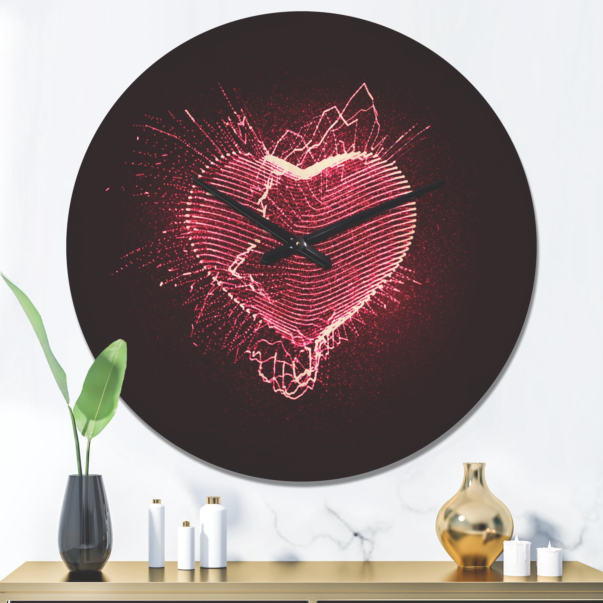 Designart 'Happy Valentine’s Day Red Heart' Modern Wood Wall Clock